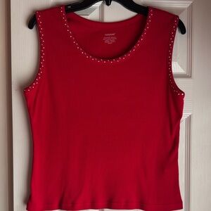 Hannah Red Tank Top with Stud Accents